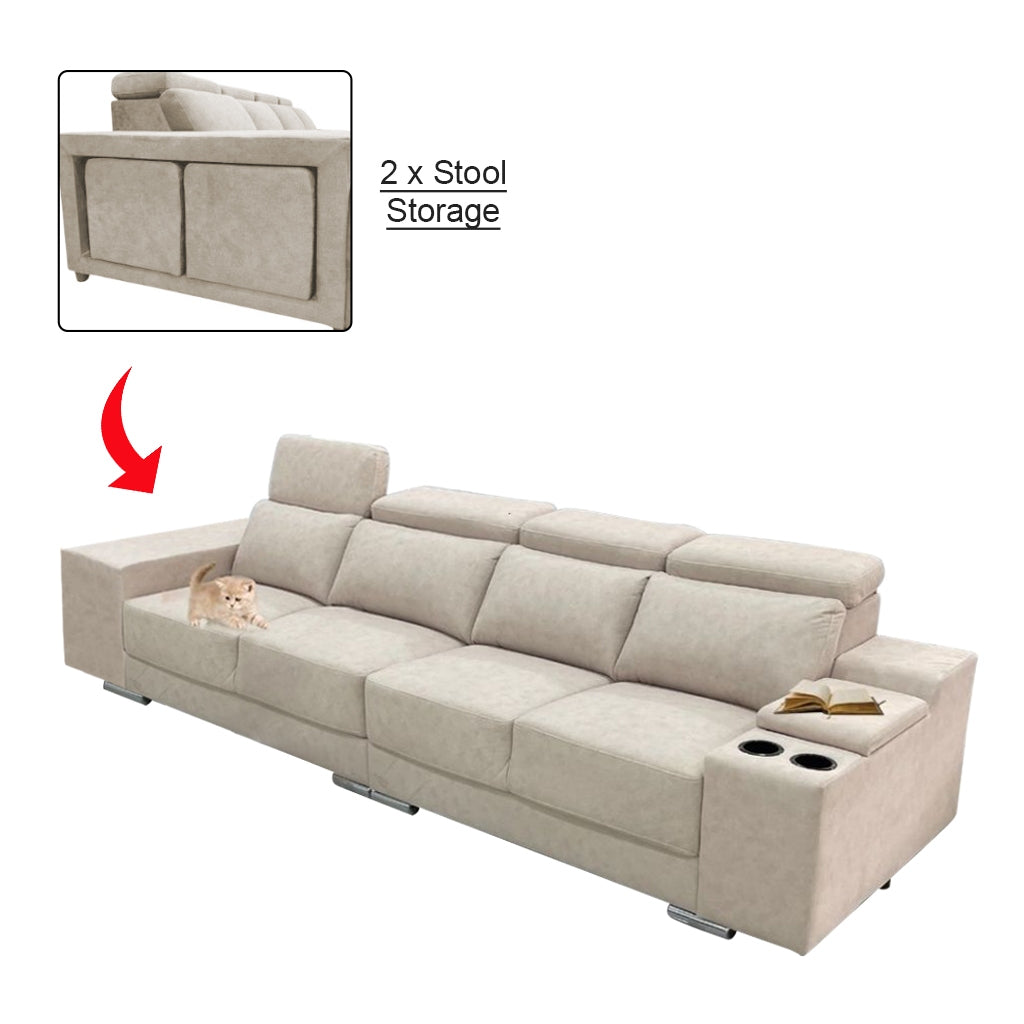 Manny 1/2/3/4-Seater Sofa with Stool Storage & Cup Holder w/ Pet-Friendly Option