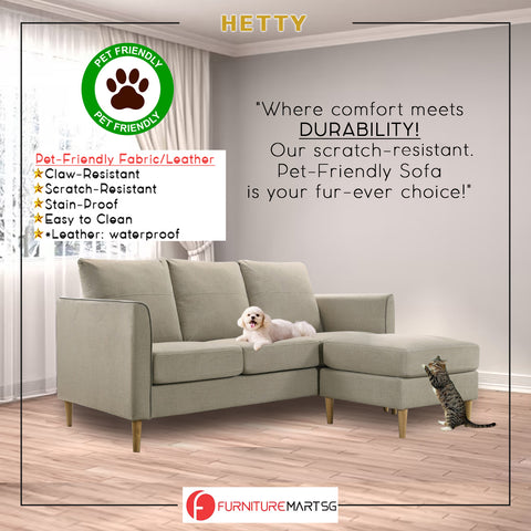 Image of Hetty 3-Seater / 4-Seater Sofa with Stool in Pet-Friendly Fabric 16 Colours