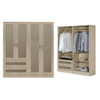 CROATIA Series 1/2/3/4/5 Doors Wardrobe Rattan Design with Drawers and Top Cabinet