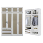 CROATIA Series 1/2/3/4/5 Doors Wardrobe Rattan Design with Drawers and Top Cabinet