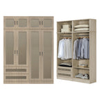 CROATIA Series 1/2/3/4/5 Doors Wardrobe Rattan Design with Drawers and Top Cabinet