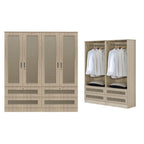 CROATIA Series 1/2/3/4/5 Doors Wardrobe Rattan Design with Drawers and Top Cabinet