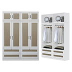 CROATIA Series 1/2/3/4/5 Doors Wardrobe Rattan Design with Drawers and Top Cabinet
