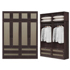 CROATIA Series 1/2/3/4/5 Doors Wardrobe Rattan Design with Drawers and Top Cabinet
