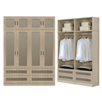 CROATIA Series 1/2/3/4/5 Doors Wardrobe Rattan Design with Drawers and Top Cabinet