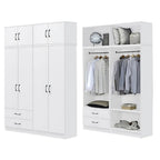 BERLIN Series 1/2/3/4/5 Doors Tall Wardrobe with Drawers and Top Cabinet in 6 Colours