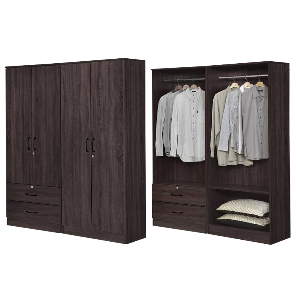 BERLIN Series 1/2/3/4/5 Doors Tall Wardrobe with Drawers and Top Cabinet in 6 Colours