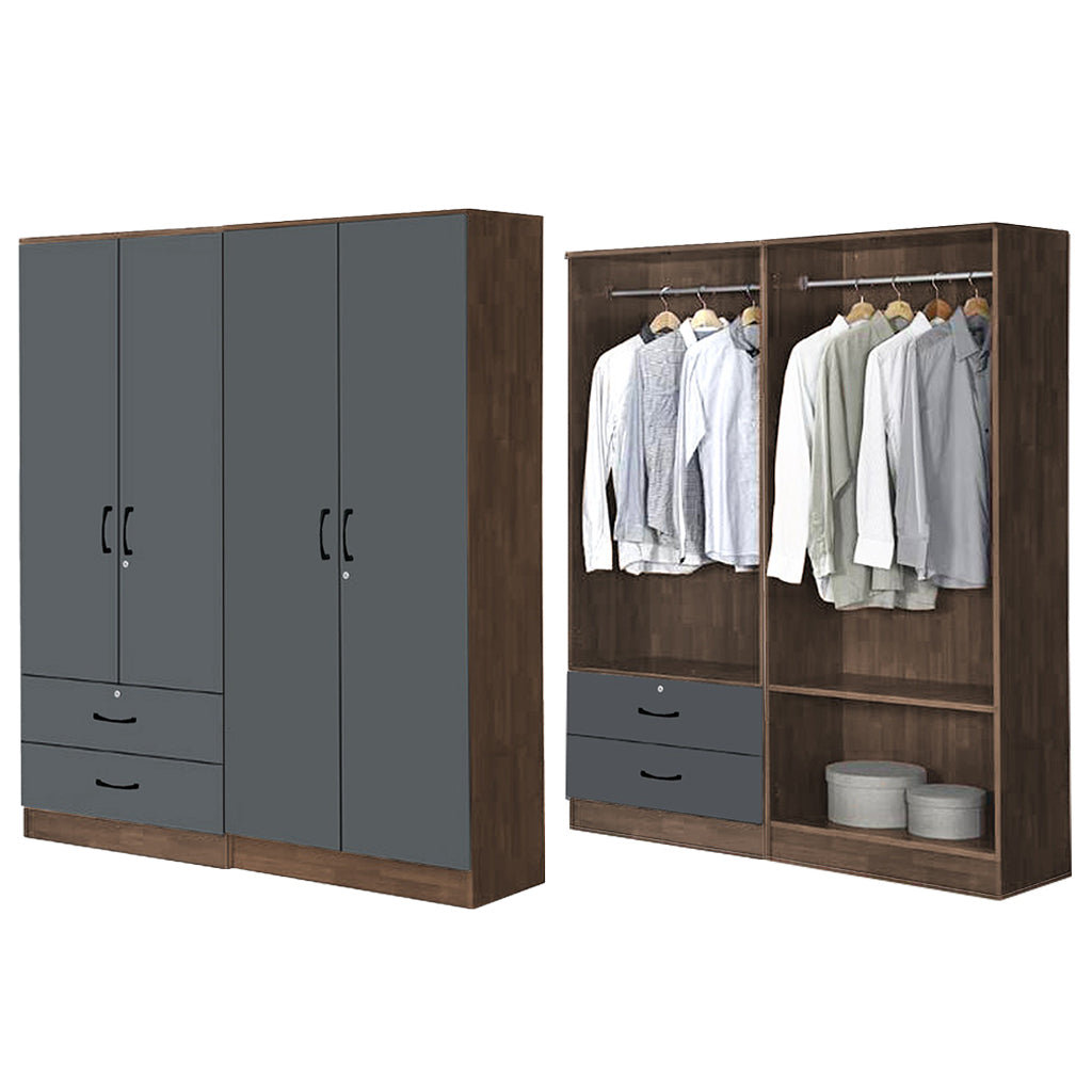 BERLIN Series 1/2/3/4/5 Doors Tall Wardrobe with Drawers and Top Cabinet in 6 Colours