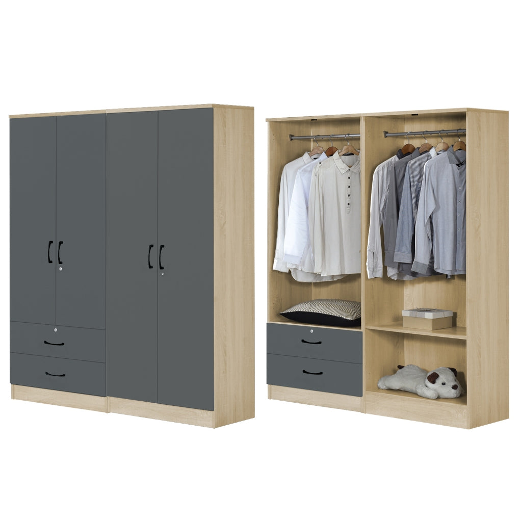 BERLIN Series 1/2/3/4/5 Doors Tall Wardrobe with Drawers and Top Cabinet in 6 Colours