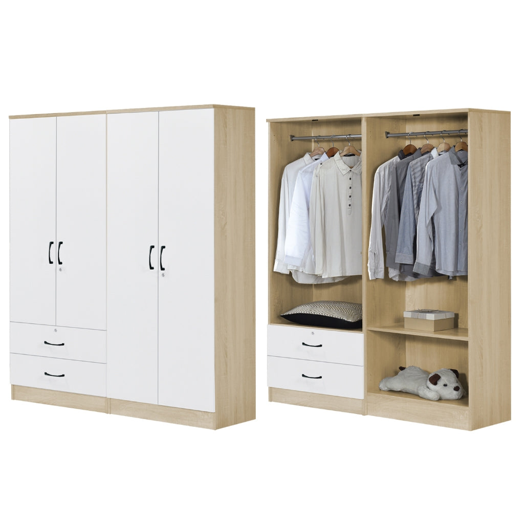 BERLIN Series 1/2/3/4/5 Doors Tall Wardrobe with Drawers and Top Cabinet in 6 Colours