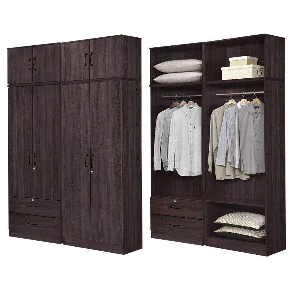 BERLIN Series 1/2/3/4/5 Doors Tall Wardrobe with Drawers and Top Cabinet in 6 Colours