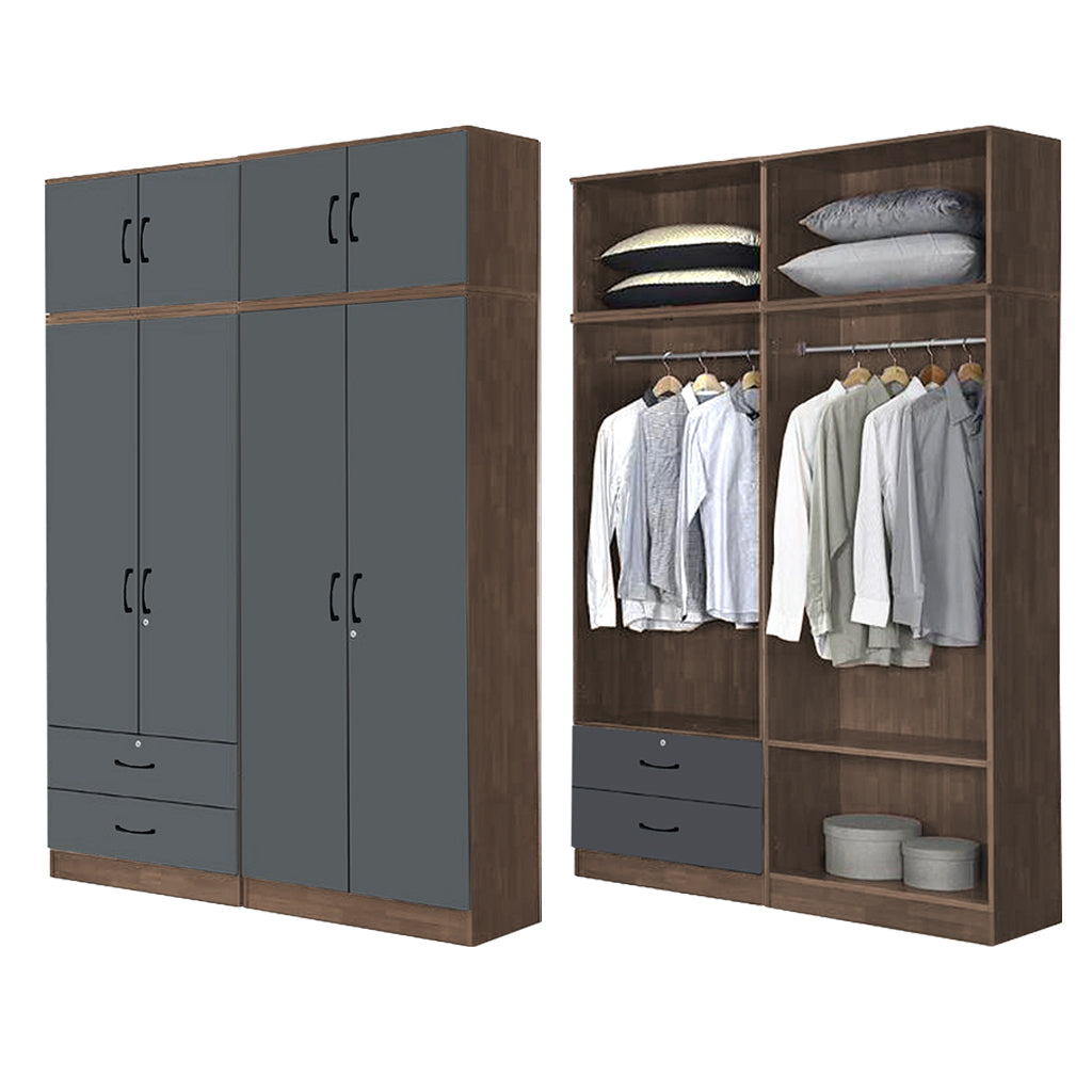 BERLIN Series 1/2/3/4/5 Doors Tall Wardrobe with Drawers and Top Cabinet in 6 Colours