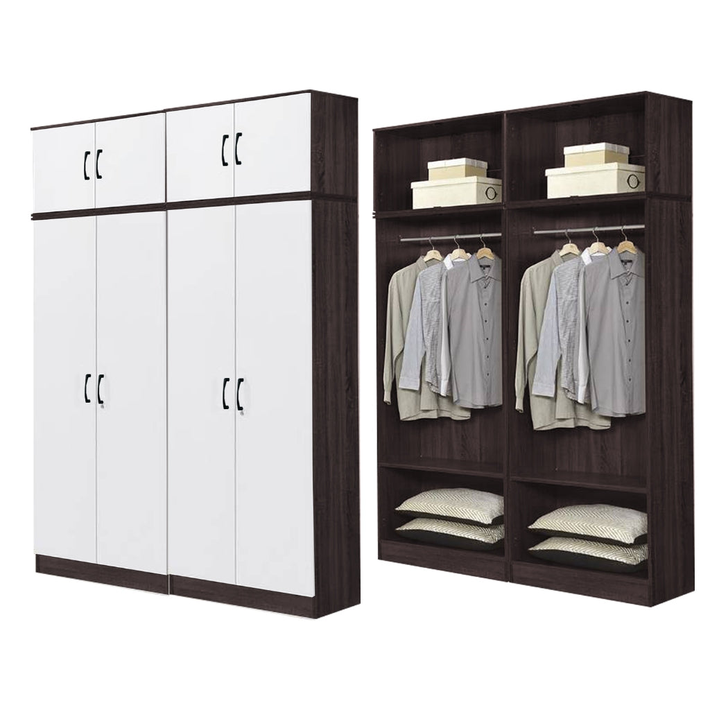 BERLIN Series 1/2/3/4/5 Doors Tall Wardrobe with Drawers and Top Cabinet in 6 Colours