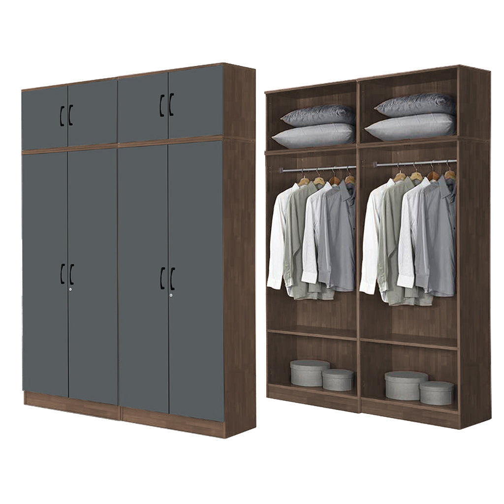 BERLIN Series 1/2/3/4/5 Doors Tall Wardrobe with Drawers and Top Cabinet in 6 Colours