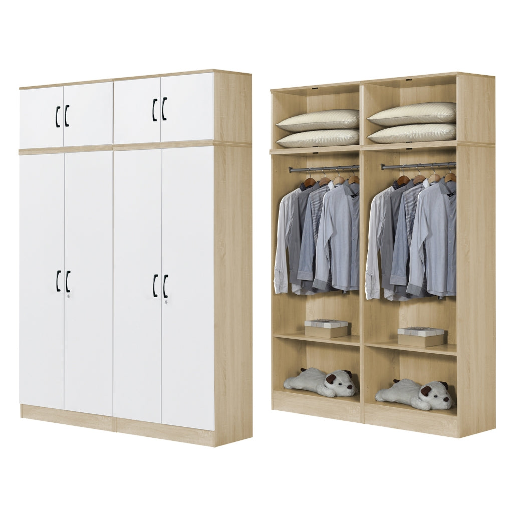 BERLIN Series 1/2/3/4/5 Doors Tall Wardrobe with Drawers and Top Cabinet in 6 Colours