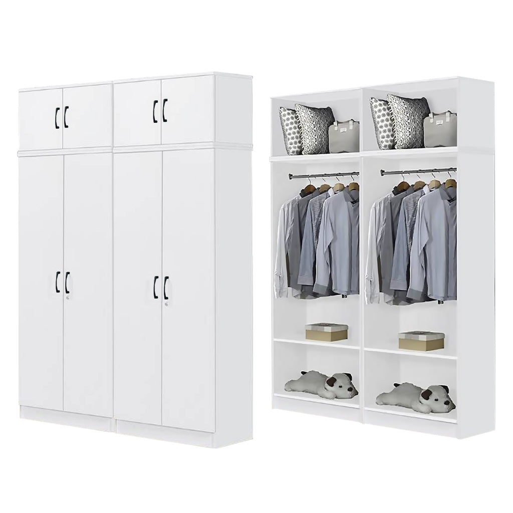 BERLIN Series 1/2/3/4/5 Doors Tall Wardrobe with Drawers and Top Cabinet in 6 Colours