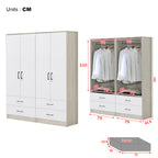 Poland Series 4 Door Wardrobe with 4 Drawers in Ivory & White Colour