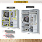 Sabine 4-Door Wardrobe Dresser Combo with Mirror and Drawers in 6 Colours