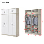 Poland Series 4 Door Tall Wardrobe with Top Cabinet in Ivory & White Colour