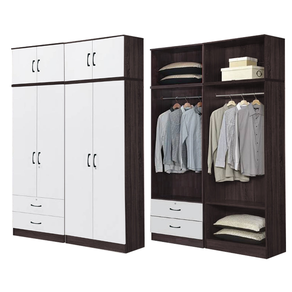 BERLIN Series 1/2/3/4/5 Doors Tall Wardrobe with Drawers and Top Cabinet in 6 Colours