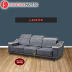 Zeak 2-Seater 3-Seater Sofa Adjustable High Back in Grey Fabric
