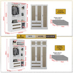 CROATIA Series 1/2/3/4/5 Doors Wardrobe Rattan Design with Drawers and Top Cabinet