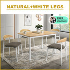 Markim 4/6 Seater Dining Set w/ Table and Chair RubberWood + Metal Legs in 2 Colours