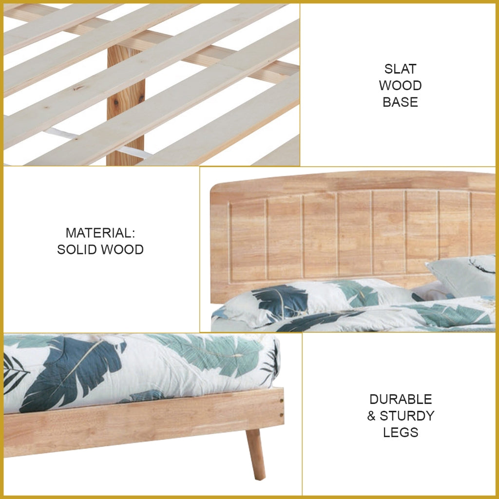 Venus Wooden Bedframe Queen/King Size In 2 Colours with Mattress Option - Solid Wood
