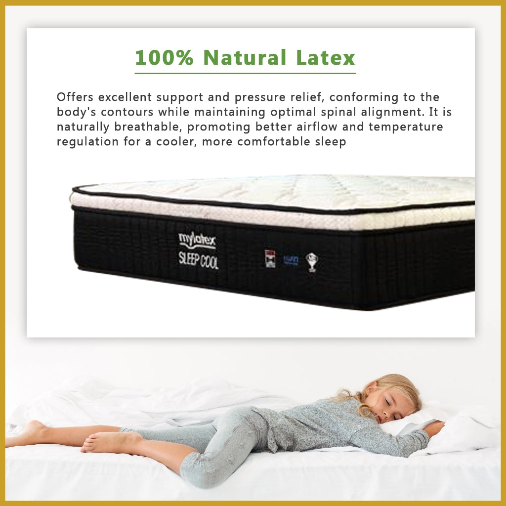 MyLatex 12" Sleep Cool Mattress Natural Latex & Cool Silk Fabric - All Sizes Available