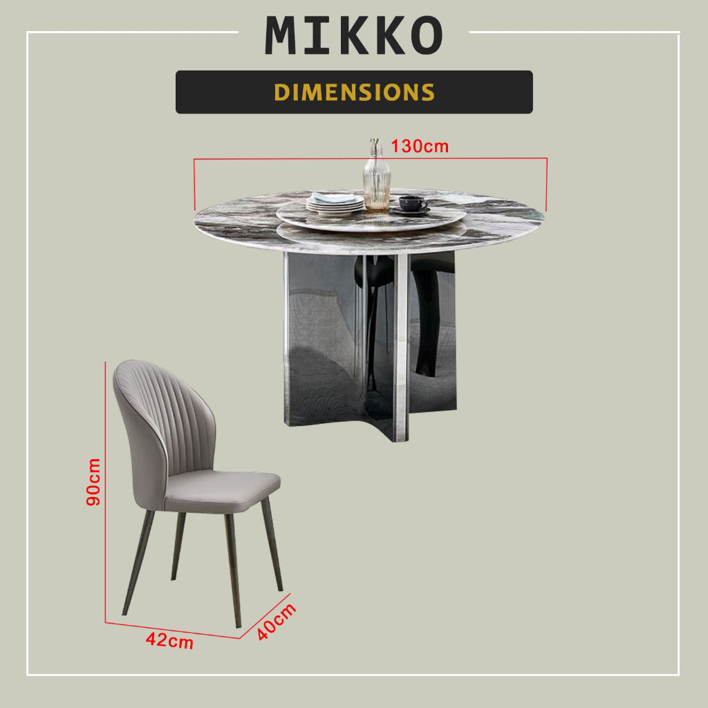 Mikko 1+6 Dining Set Marble Table with PU Leather Chair