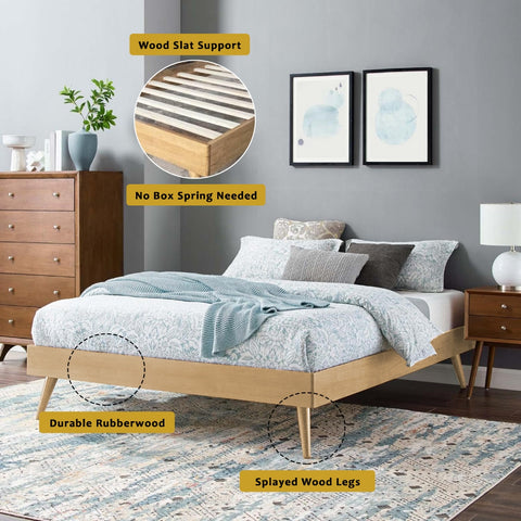 Image of Maro Solid Rubberwood Platform Bed Frame with Mattress Option - All Sizes Available