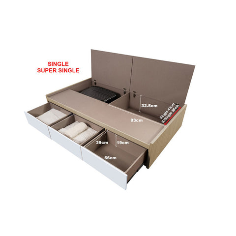 Image of Talin Drawers Storage Bed Frame / Fully Laminated Eco Board with Headboard in 6 Colour Options