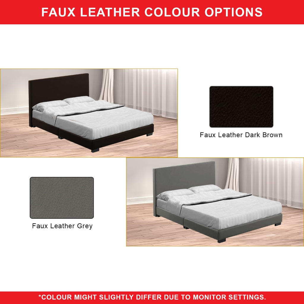 Rabby Series 1 Divan Bed Frame Faux Leather Dark Brown, Grey Colour- All Sizes Available