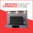 Bertha Floating TV Console with light and Socket in 2 Marble Colour