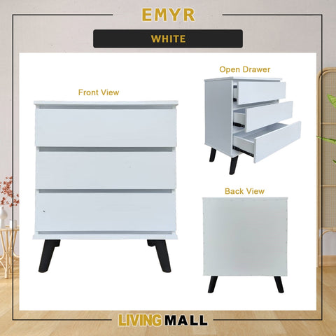 Image of Emyr Premium Chest of Drawers Full Laminated Back Panel in 3 Colours