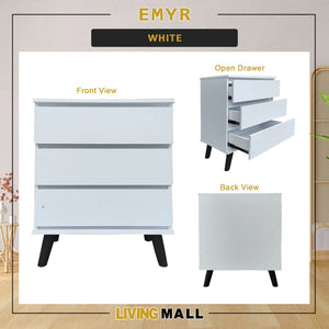 Emyr Premium Chest of Drawers Full Laminated Back Panel in 3 Colours