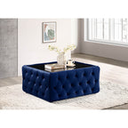 Chesterfield Coffee Table with Black Glass Top w/ PetFriendly Scratch Resistant Option