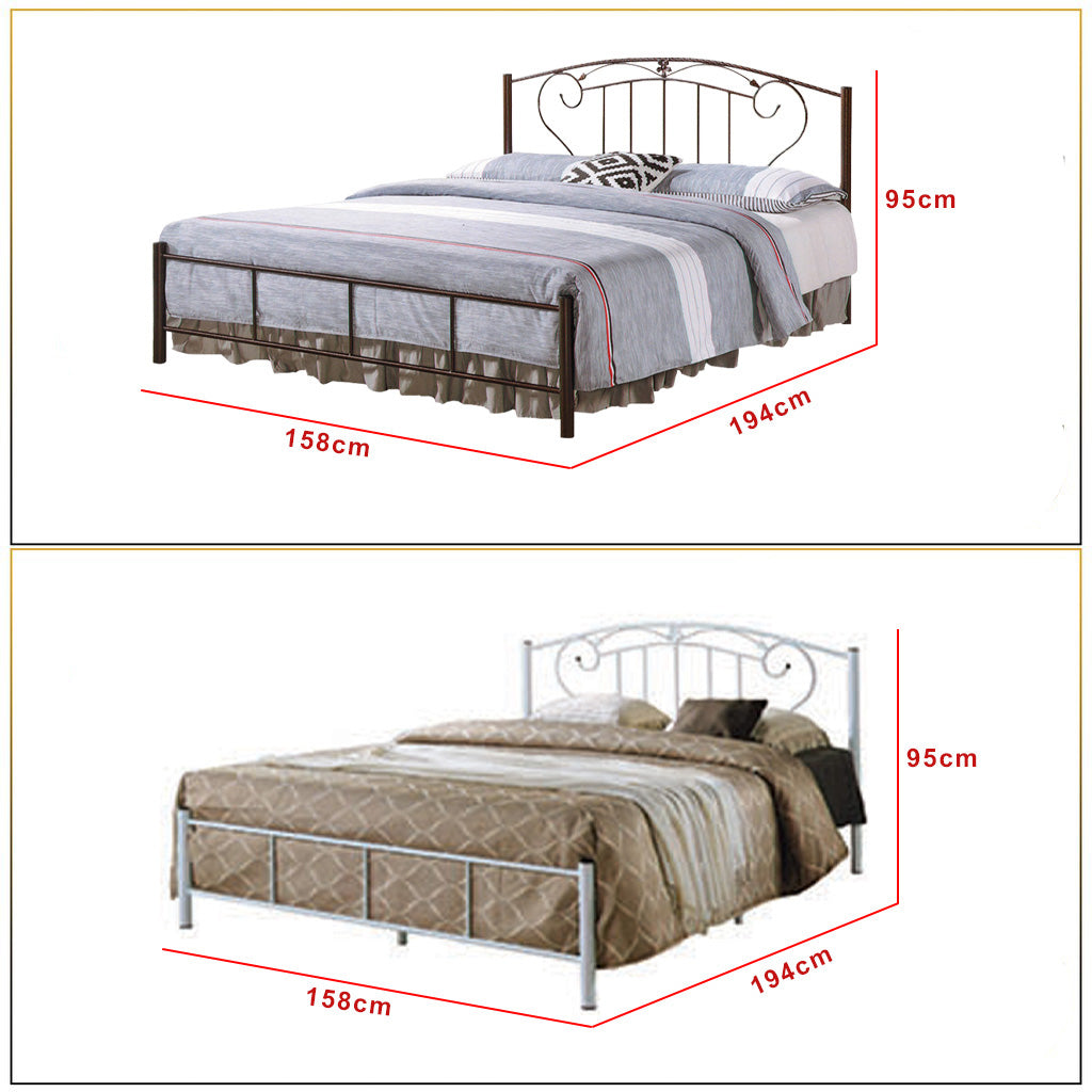 Suzana Series 3 Metal Bed Frame White In Queen Size