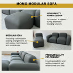 Momo Modular Sofa Pet-Friendly Scratch Resistant Leather Look Tec Fabric in Ivory or Grey