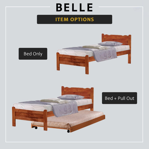 Image of Belle Pull-Out Bed Single Solid Rubberwood Bed Frame w/ Mattress Option