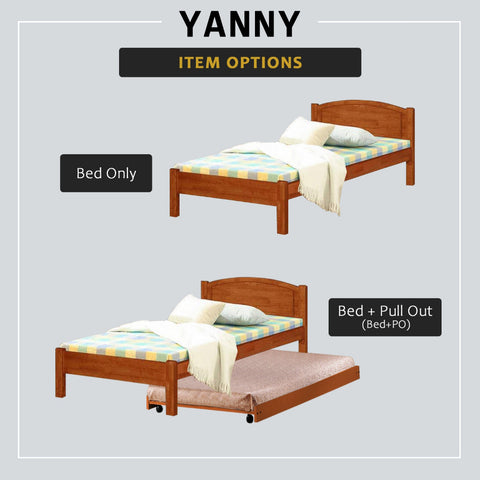 Image of Yanny Pull-Out Bed Single, Super Single Solid Rubberwood Bed Frame w/ Mattress Option