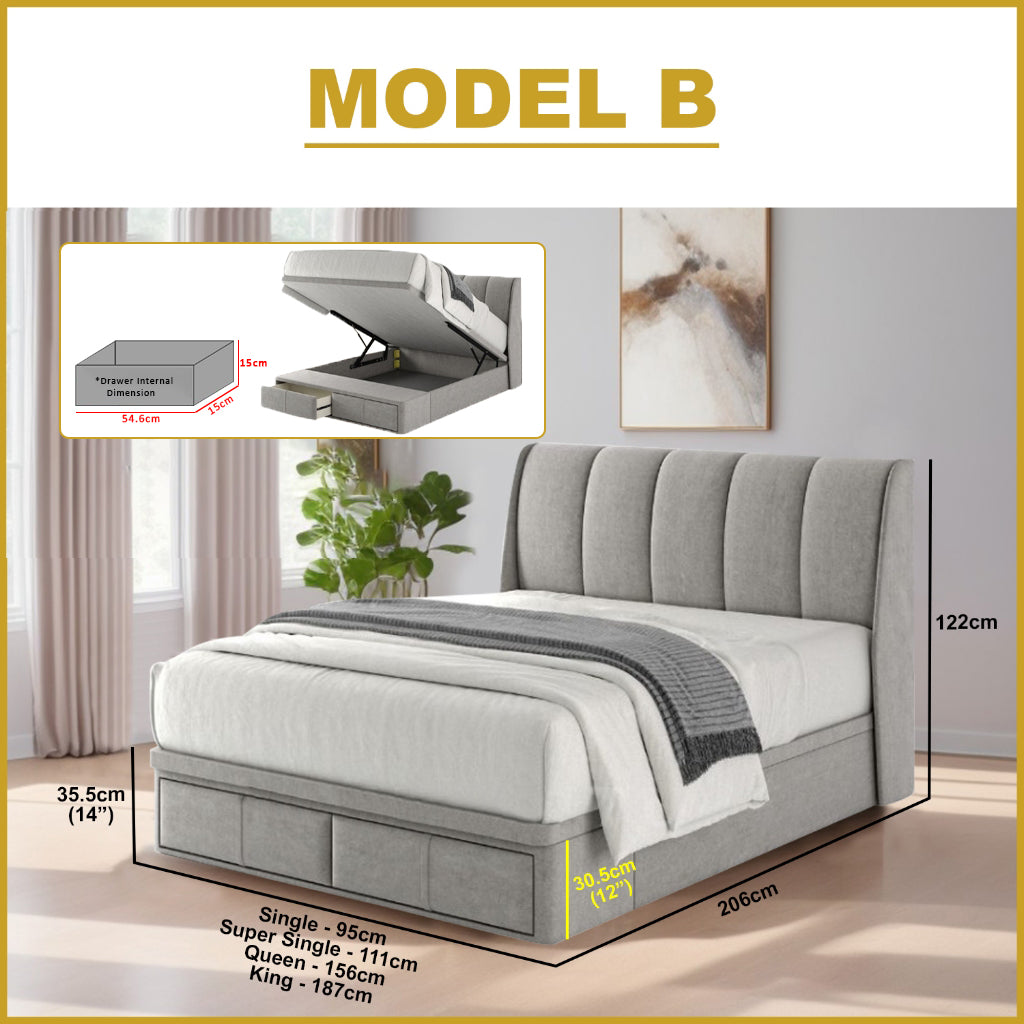 Lewyn Storage Bed Frame with Drawers - PetFriendly Scratch Resistant Option