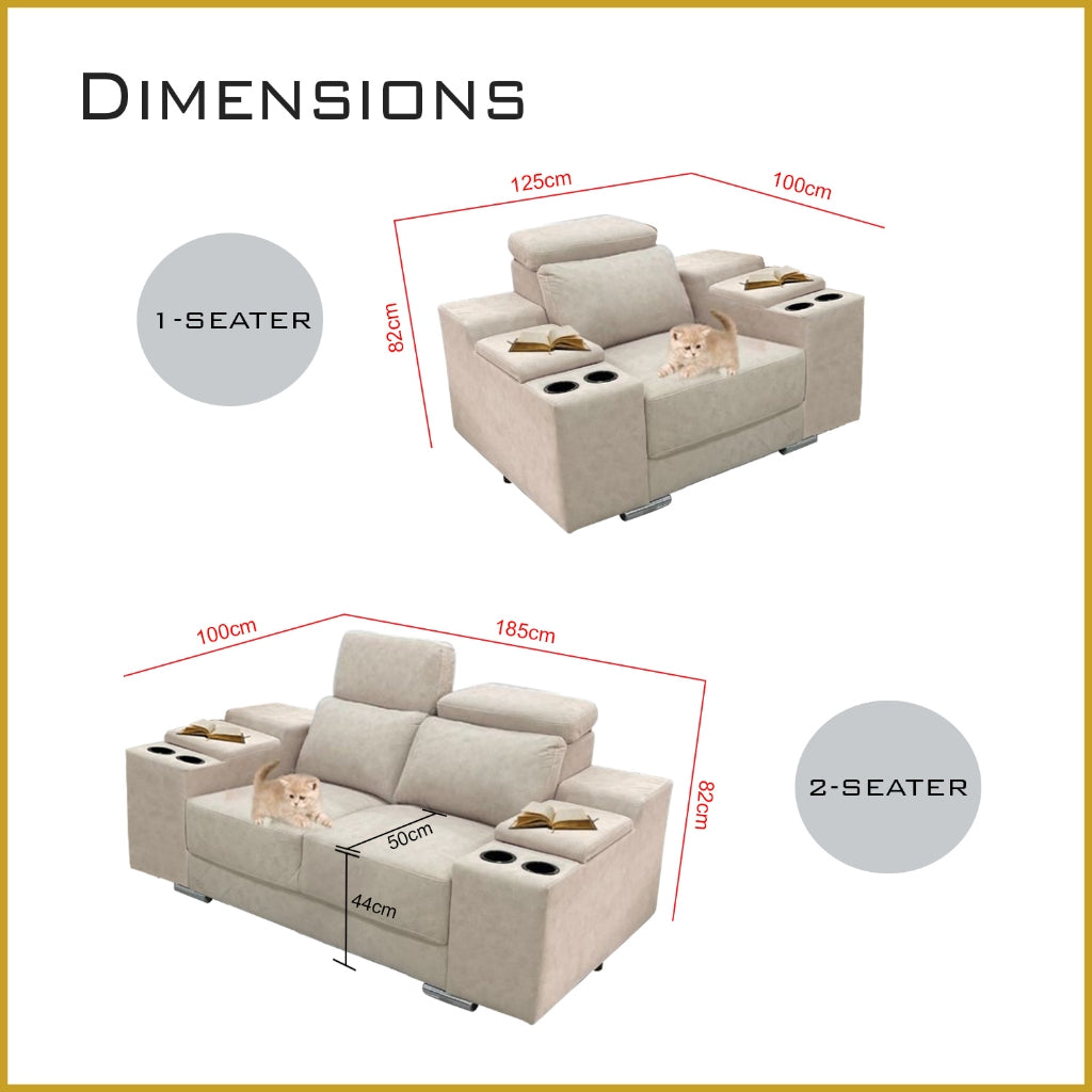 Manny 1/2/3/4-Seater Sofa with Stool Storage & Cup Holder w/ Pet-Friendly Option