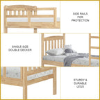 Lincy Single  Bunk Bed Double Decker Bed Frame Solid Rubberwood