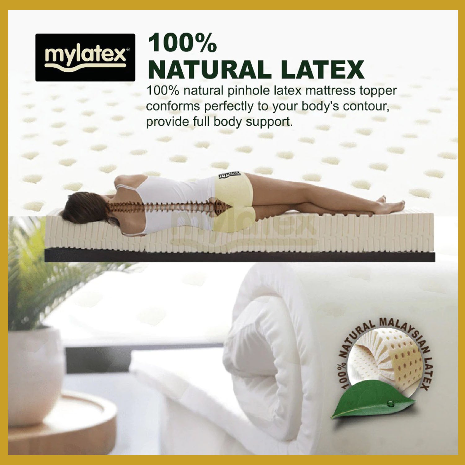 MyLatex Nero basic 100% Natural Latex Topper | Latex Mattress Topper, Hypoallergenic.