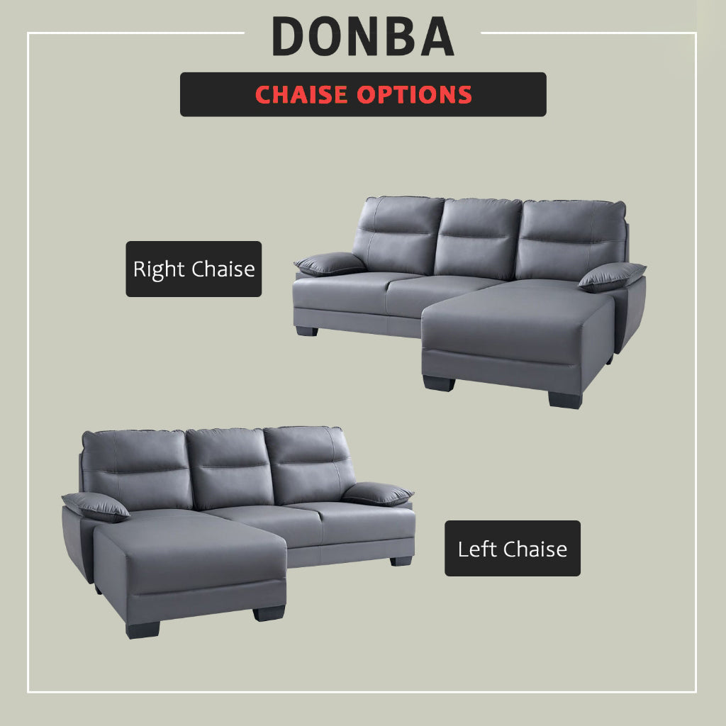 Donba Left/Right L-Shaped Sofa Pet-Friendly Leather Scratch-Resistant  & Claw-Resistant in Grey Colour