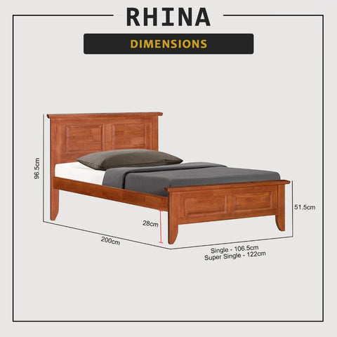 Image of Rhina Solid Rubberwood Bed Frame w/ Underbed Space - All Size With Mattress Option