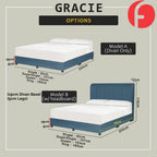 Gracie Divan Bed Frame with Foam Padded Headboard w/ Mattress - All Sizes Available
