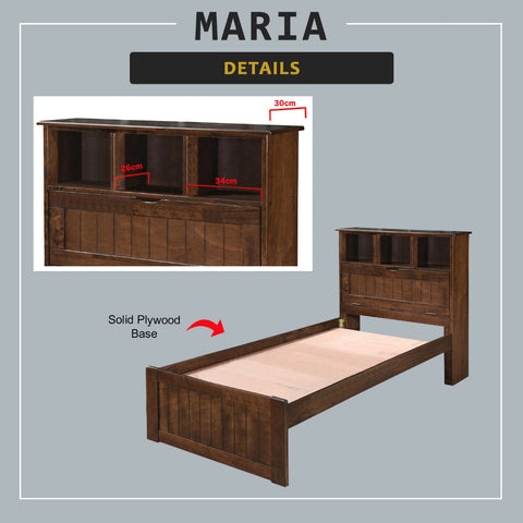 Image of Maria Pull-Out Bed Single, Super Single Solid Rubberwood Bed Frame w/ Mattress Option