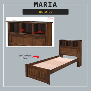 Maria Pull-Out Bed Single, Super Single Solid Rubberwood Bed Frame w/ Mattress Option